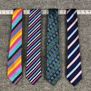 Charles Tywhitt Tie Mens 100% Silk LOT of 4 Neckties Made in Italy Repp Stripe